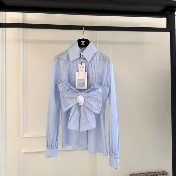 CHANEL Pants - Authentic CHANEL Sky Blue Shirt